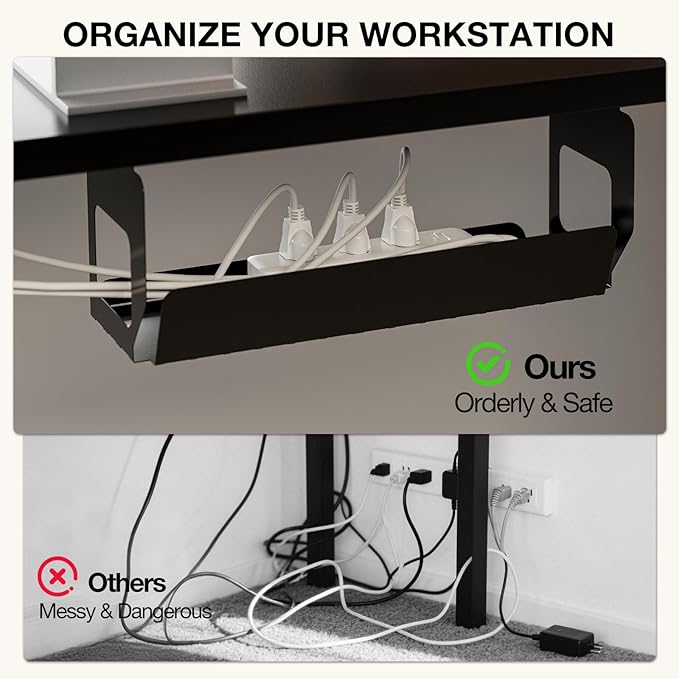 Muvai L Shaped Standing Desk with Cable Management Tray 59 Inch Height Adjustable Electric Standing Corner Desk Sit Stand Up Work Table for Home Office Gaming with Reversible Splice Board Black