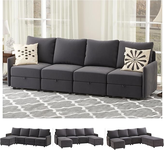 COMHOMA Convertible Sectional Sofa Couch Free Combination L/U Shaped Sofa with High Density Memory Foam Modular Oversized Cloud Couch for Living Room Apartment and Small Space 4 Seaters