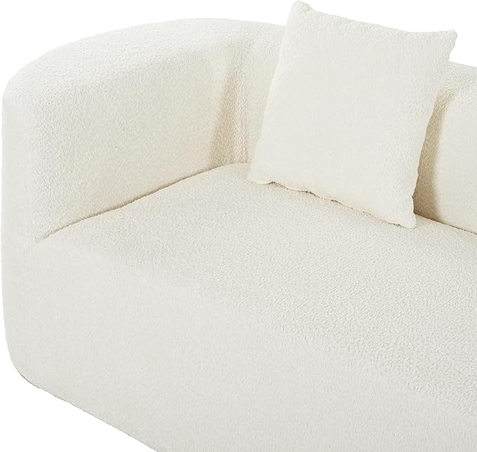 132 Modern Sectional Sofa with Curved Design 2-Piece Chenille Fabric Modular Couch with 4 Pillows Plush Sponge &amp Spring Cushion Large Sponge Modular Sofa for Living Room (Beige-07)