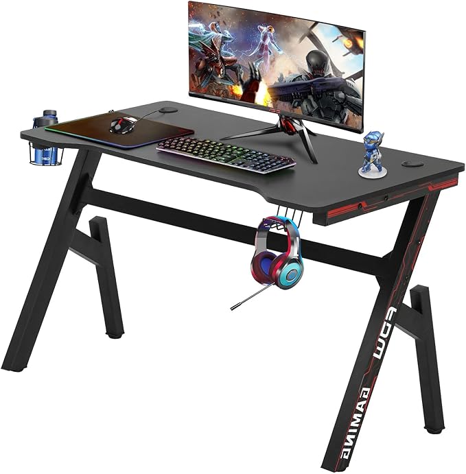 PayLessHere Gaming Desk Z-Shaped More Structure Stable 47 Computer Desk Ergonomic Racing Style Table for Home Office Games Study Writing
