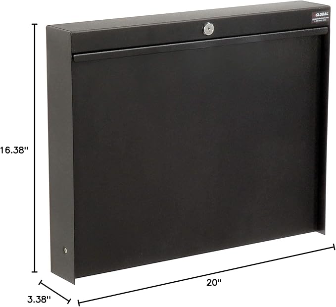 Global Industrial Folding Wall Mounted Shop Desk Locking 20 W x 3-3/8D x 16-3/8H Black