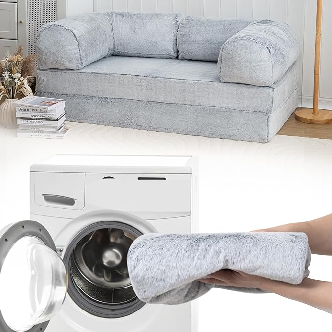 COMAX Folding Sofa Bed Queen Foldable Couch Bed Fold Out Futon Chair Sleeper for Adults Convertible Floor Mattress Sofa for Bedrooom Living Room Snow Light Grey