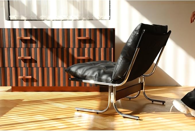 Leather Armchair Modern Accent Chair High Back Living Room Chairs with Metal Legs and Soft Padded Sofa Chairs for Home OfficeBedroomDining Room (Black)
