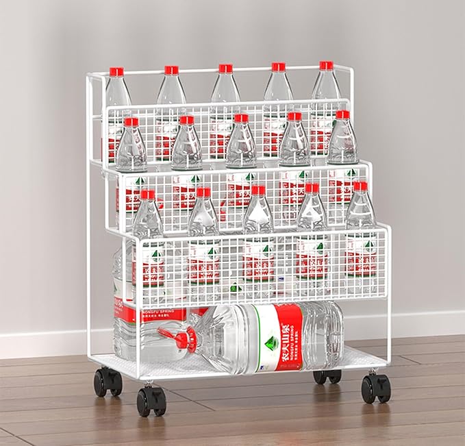AVSMGP Rolling File cart with Shelves 4-Tier Mobile Bookshelf Metal File Storage Utility Storage cart for Office Home SchoolWhite