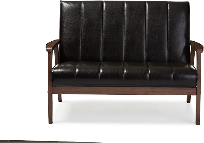 Baxton Studio Nikko 2-Seater Sofa 29.45LX44.66WX31.59H Dark Brown