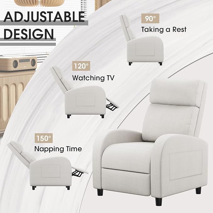 Homall Recliner Chair Recliner Sofa for Adults Recliners Home Theater Seating with Lumbar Support Reclining Sofa Chair for Living Room (Fabric Beige)