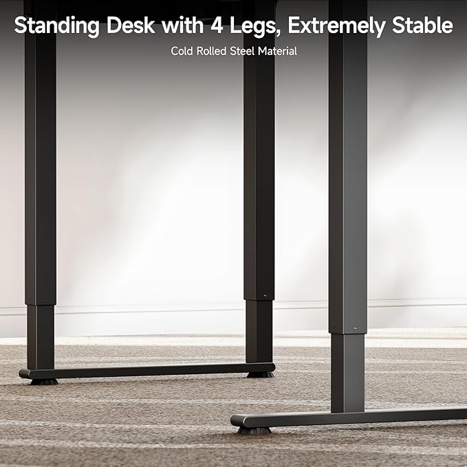 ONBRILL L Shaped Standing Desk 71x43 Inches Electric L Stand Up Desk with 4 Legs Dual Motor and Memory Controller Adjustable Height from 28-46 Inches for Home and Computer Workstation Rustic Brown