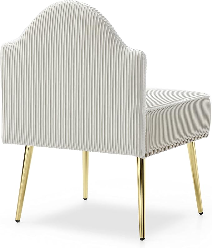 Modern Upholstered Pleated Velvet Accent Chair Tufted Dining Office Chairs Armless Slipper Chair Mid-Century Side Chair Single Luxury Sofa Chair with Golden Legs for Living Room Small SpaceBeige