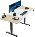 VIVO Electric 71 x 30 in Dual Motor Sit Stand Desk Memory Height Adjustment 2B Series White and Light Wood Top Black Frame DESK-KIT-2B7WC