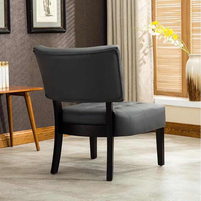 Contemporary Tufted Oversized Accent Chair with Plush Boucle Fabric and Faux Leather Options Kiln-Dried Hardwood Frame Deep Cushion Seat Ergonomic Back Support Versatile Living Room Chair (Gray)