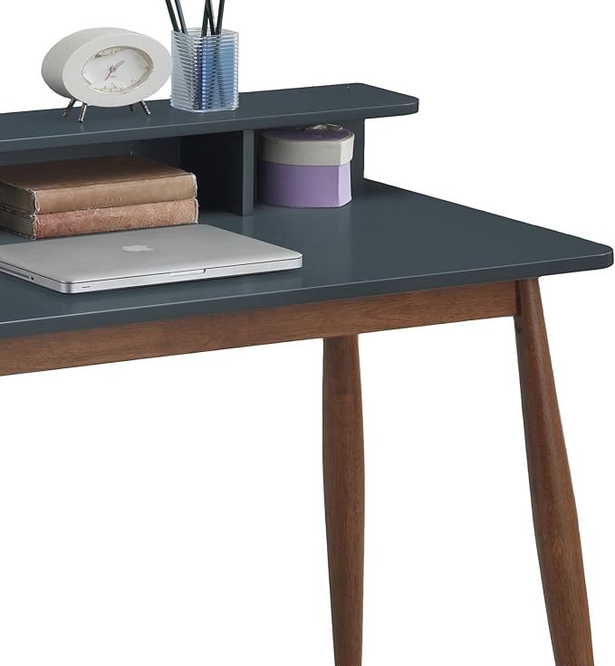 Roundhill Furniture Roskilde Storage Wood Office Desk Gray