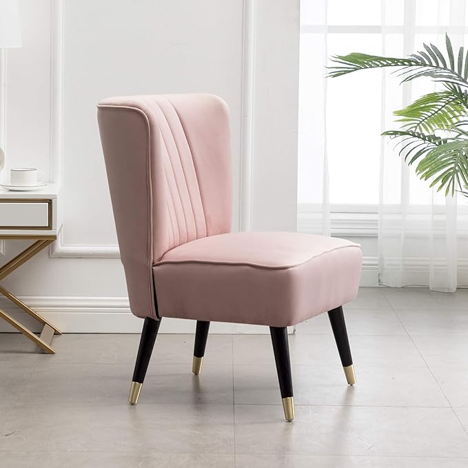 Elon Contemporary Velvet Upholstered Accent Chair Pink