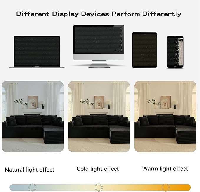 Aoowow 103.2 L-Shaped Cloud Sectional Sofa with Deep Seat Corduroy Modular 4 Seat Couches Sleeper Sofa for Living Room Bedroom Apartment No Assembly Required Dark Grey
