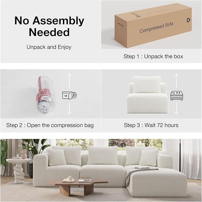 Novilla Modular Sectional Sofa Modern Cloud Sectional Couch with Smarts Coil® Support Upholstered Boneless Couch for Living Room Apartments Bedroom No Assembly Required Beige (Ottoman)