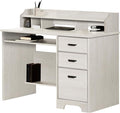 Pemberly Row Computer Desk with Hutch Winter Oak Finish Laminated Particleboard 3 Drawers and Shelves Traditional Home Office Desk for Workspace Organization and Storage