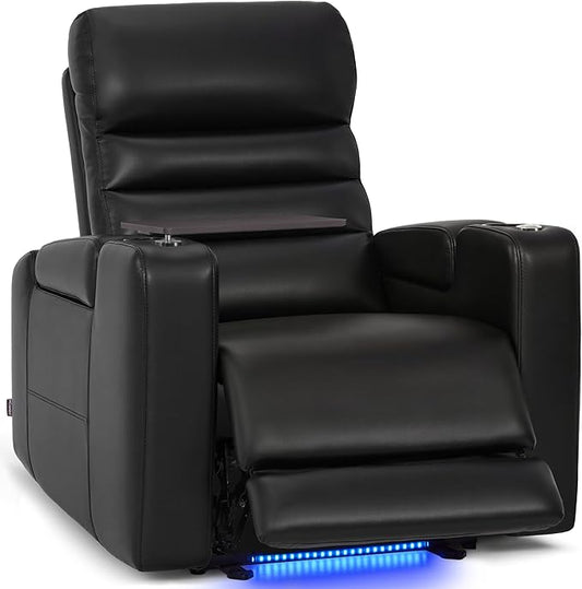 MCombo Zero Gravity Power Recliner Chair with Adjustable Headrest for Living Room Home Theater Seating Recliner with 360° Swivel Tray Table USB &amp Type-C Ports LED Lighting Armrest Storage