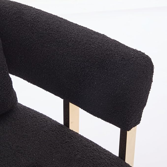 Oversized Black Teddy Accent Chair Modern Barrel Chair with Gold Legs Metal Frame Upholstered Armchair for Bedroom Living Room Sofa Chair Club Side Chairs Home/Business (Set of 2 Black)