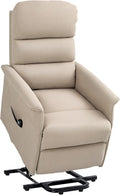 HOMCOM Power Lift Recliner Chair for Elderly Easy Assembly Fabric Lift Chair for Adults Recliner Sofa with Remote Control Side Pockets for Living Room Beige