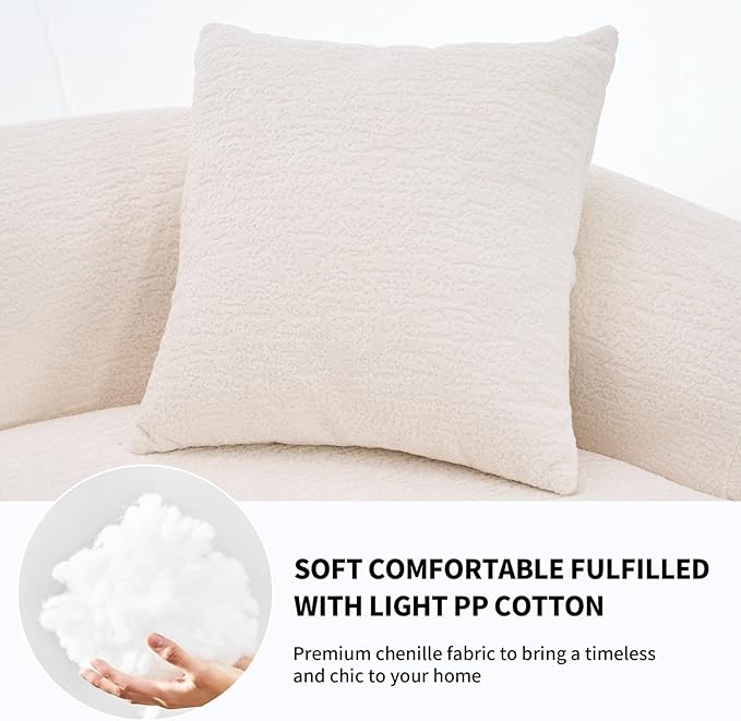 KEIKI Curved Chenille Modular Sectional Couches with Pillows 4 Seater Oversized Upholstered Luxury Plush Cloud Sofa for Living Room Apartment Full Compression Sponge
