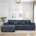 3 Pieces Boneless Couches for Living Room L-Shape Chaise Cloud Couch Modular Sectional Deep Seat 111 Compressed Couches for Living Room Bedroom Plush Corduroy Fabric No Assembly Required Dark Grey
