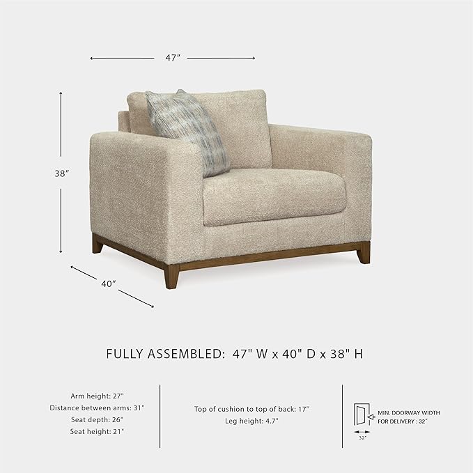 Signature Design by Ashley Parklynn Classic Upholstered Oversized Chair with 1 Accent Pillow Beige