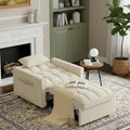 3 In 1 Velvet Convertible Sofa Bed Pull Out Couch Bed with Reclining Backrest And 2 Pillows 54 Full Size Loveseat Sleeper Sofa Futon Couch Bed Couches For Small Spaces Living Room (Cream White)