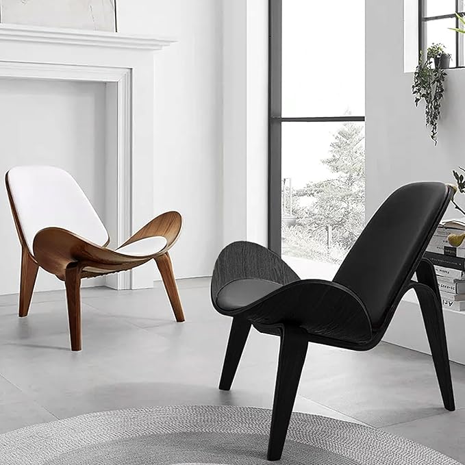 OAKHAM Comfy Shell Chair Mid Century Modern Accent Chair for Living Room and Bedroom with Protective Foot Pads Ergonomic (Oak Brown)
