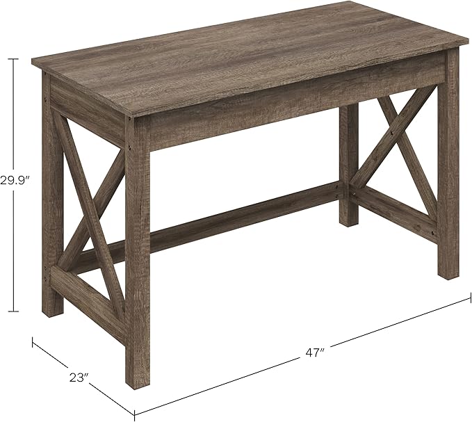 Writing Desk - Work Desk with X-Pattern Legs - for Office Bedroom Computer or Craft Table - Home Office Desks by Lavish Home (Tan Wood Finish)