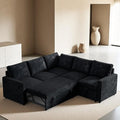 Modular Sofa Bed Couch with Storage 82 Reversible Sleeper Sofas with Pull Out Bed Pull Out Couch for Living Room Apartment Bedroom Office Velvet Black