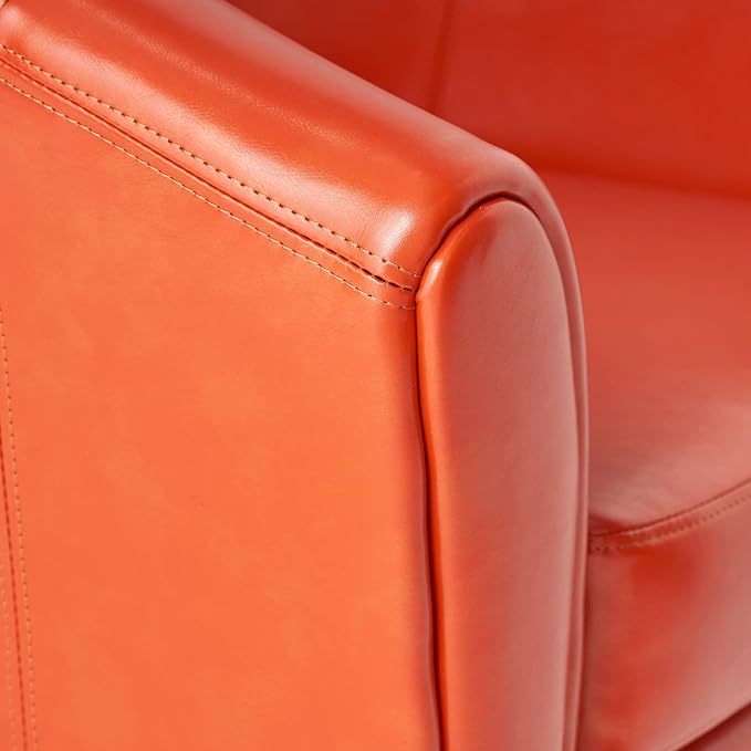 Christopher Knight Home Napoli Bonded Leather Club Chair Orange 31.69 by 27.92 by 30.7