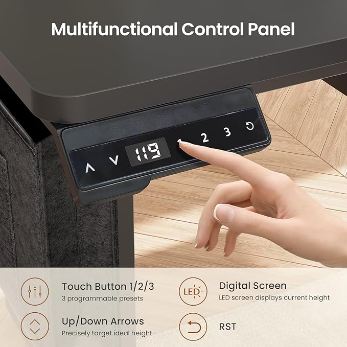 SEDETA L Shaped Electric Standing Desk with File Cabinet 63 x 53'' Height Adjustable Home Office Computer Desk with Drawers Power Outlet Stand up Gaming Table with Led Lights Keyboard Tray Black