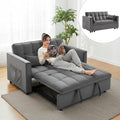 54'' 3 in 1 Convertible Sleeper Sofa Bed Futon Couches Bed for Living Room with Side Pocket | Adjustable Backrest| Velvet Fabric | Pull Out Couch | Love Seat Sofa Grey