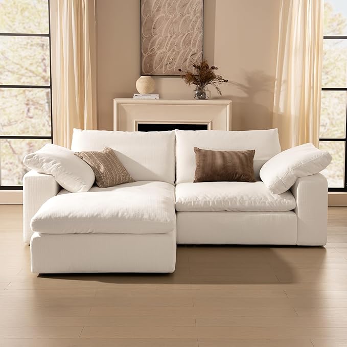 Cloud Couch Oversized Modular Sectional Sofa True Relax Comfy Couches Wide&ampDeep Seat Sofas for Living Room Metal Frame Furniture Set Loveseat 78.74 Width with Ottoman