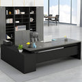 LITFAD Modern L-Shape Office Desk with Wood Base Executive Desks Boss Table Computer Desk Home Office Furniture with Drawers and Storage Shelves - Without Chairs 63 L x 23.6 W x 29.5 H Gray