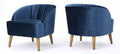 Christopher Knight Home Amaia Modern Velvet Club Chairs 2-Pcs Set Cobalt / Walnut