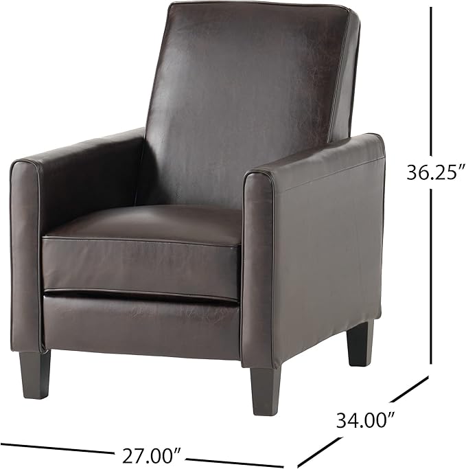Lucas Leather Recliner Club Chair Brown