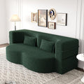 Convertible Sofa Bed Full Size｜78 Sleeper Couch with 2 Pillows｜Boucle Fabric Folding Sofa Bed｜High-Density Foam｜No Assembly｜Space-Saving｜for Living Room Guest Room｜Green