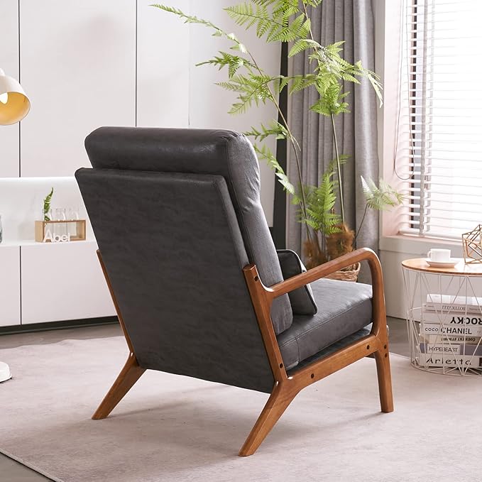 Accent Chair for Living Room Mid-Century Modern Upholstered Armchair with PillowReading Arm ChairComfy Accent Chair for Bedroom