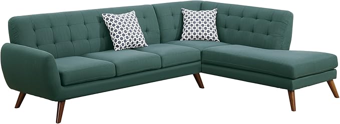 Poundex Bobkona Belinda Linen-Like Polyfabric SECTIONAL in Laguna