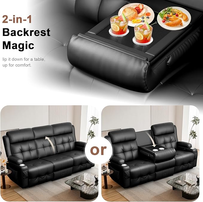 Recliner Sofa Massage Flip Back Reclining Sofa 3 Seater Sets Heavy Weight Capacity RV Loveseat Clearance Recliner Couch with Storage Cup Holders Wall Hugger Couches for Living Room