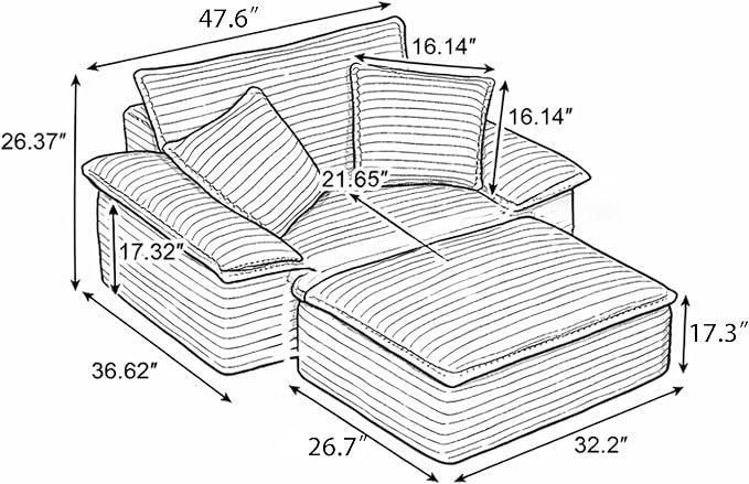 Oversized Armchair with Ottoman Corduroy Reading Chair for Bedroom &amp Living Room Modern Floor Sofa Chair Comfy Lazy Lounge Chair No Assembly Required Pink