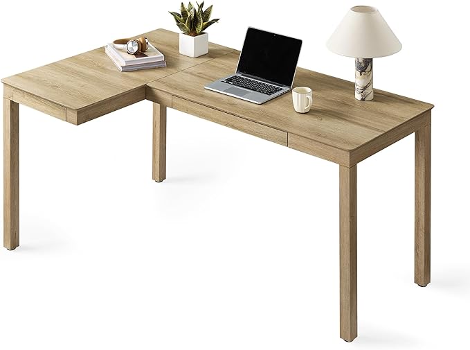 EUREKA ERGONOMIC 63 Inch L Shaped Desk with Drawers Large Executive Computer Corner Table Dual Monitor Wood Furniture Work Desk for Home Office Study Craft Writing Oak Left Side