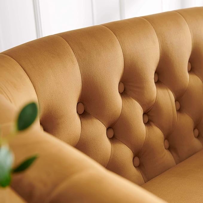 Modway Prospect Channel Tufted Performance Velvet Modern Loveseat Cognac
