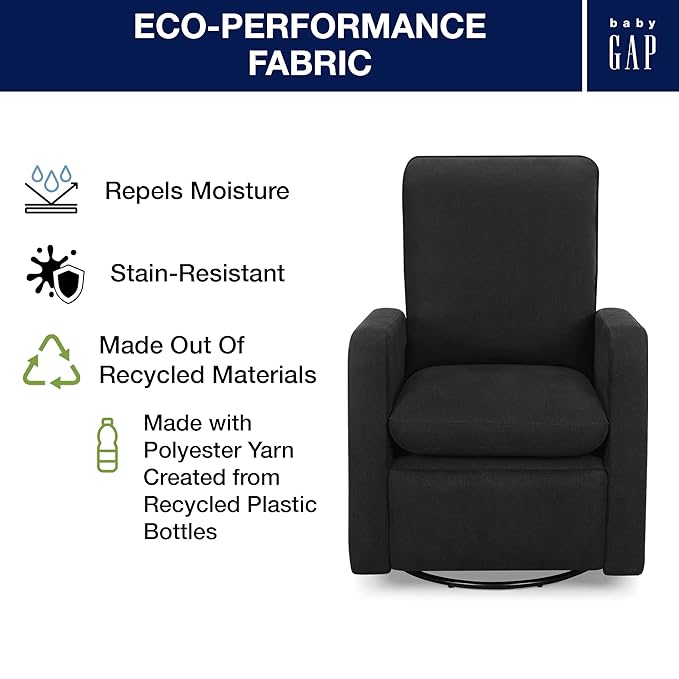 GAP babyGap Cloud Recliner with LiveSmart Evolve - Sustainable Performance Fabric Jet Black