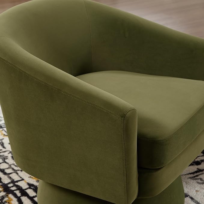 Swivel Accent Chair Upholstered 360 Swivel Barrel Arm Chair Small Single Lounge Chair Modern Velvet Fabric Round Accent Armchair for Living Room/Bedroom/Reception White