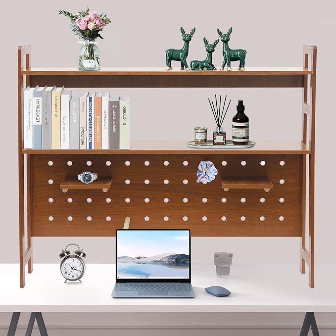 Desktop Shelf-Home Office Computer Desk [2nd Floor] 115CM-walnut Color