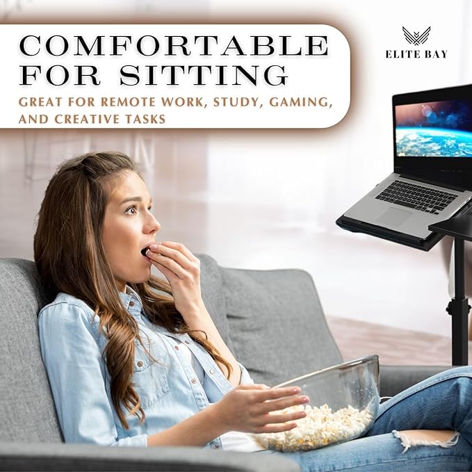 Adjustable Work-from-Home Working Station – Compact Mobile Desk with MDF Tabletop &amp Steel Frame | Height Adjustable 58–90cm | Space-Saving Design | Black Finish | Ideal for Small Spaces Uses
