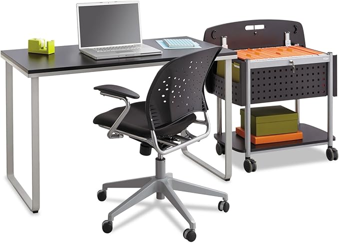 Safco 1943BLSL Home Office Table Computer Desk Black and Silver
