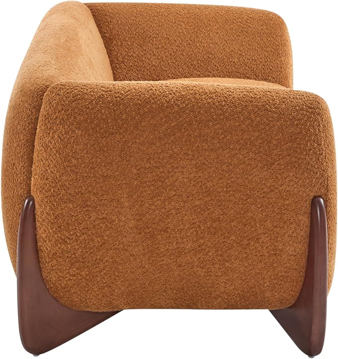 Christopher Knight Home Almab 82 Inches Sofa Couch Cozy Boucle Upholstered 3-Seater Sofa Wood Frame Couch Comfy Couches for Living Room and Office Modern Sofa Caramel Brown