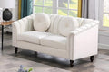 Chesterfield Loveseat Couch 60 Inch Luxurious Velvet Modern Love Seat Chesterfield Settee Sofa Upholstered Rolled Arm with Rivets/2 Button Tufted Pillow 2 Seater Sofa for Living RoomWhite